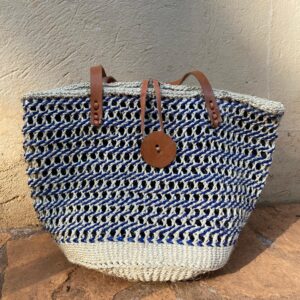 Handgeweven tas blauw mix