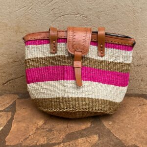 Handgeweven tas roze 1