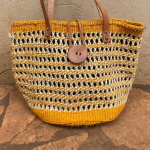 Handgeweven tas geel